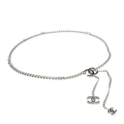 Chanel Enamel CC Chain Logo Belt Silver Black 1 of 3
