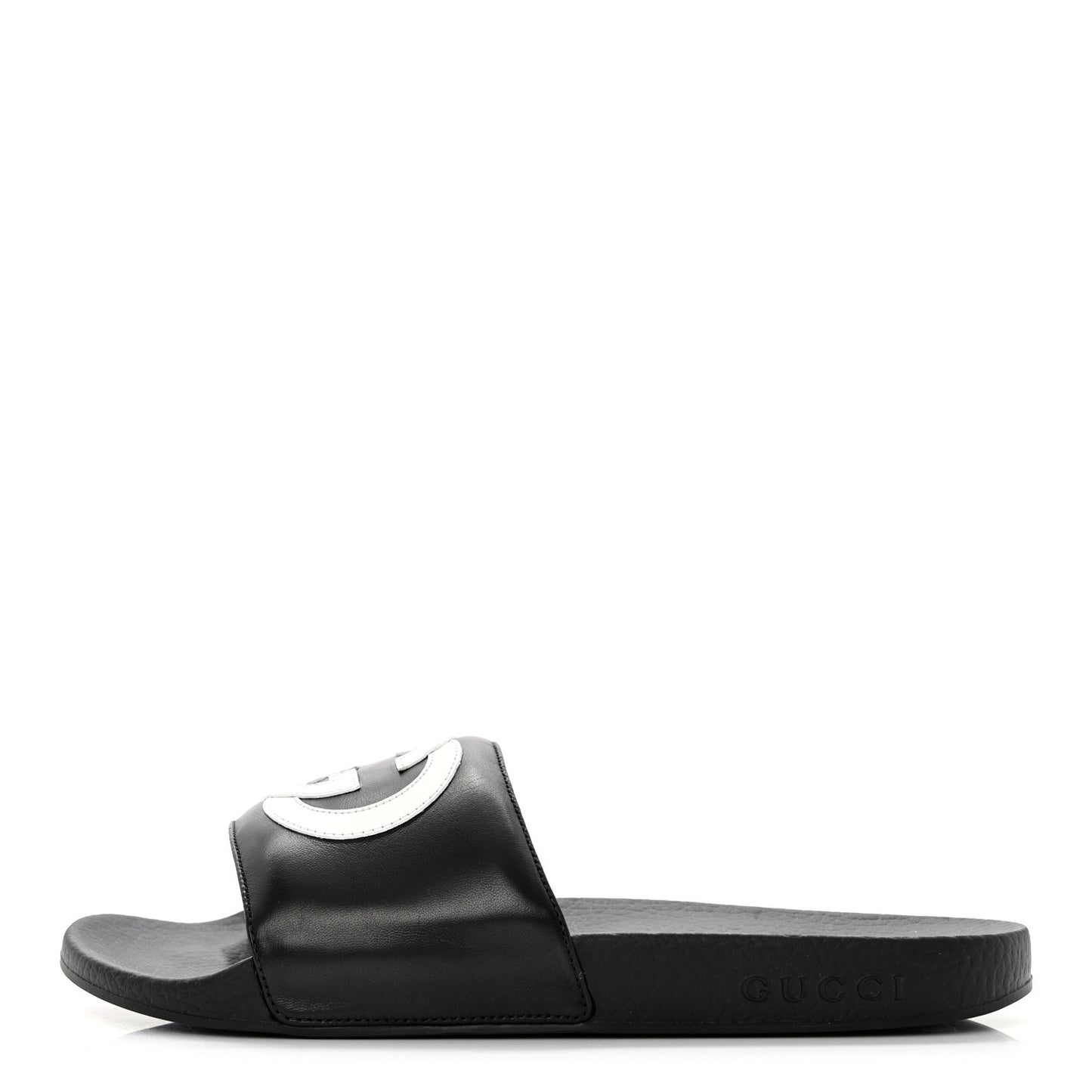 Nappa Miro Soft Calfskin Womens Interlocking G Slide Sandals 39 Black White