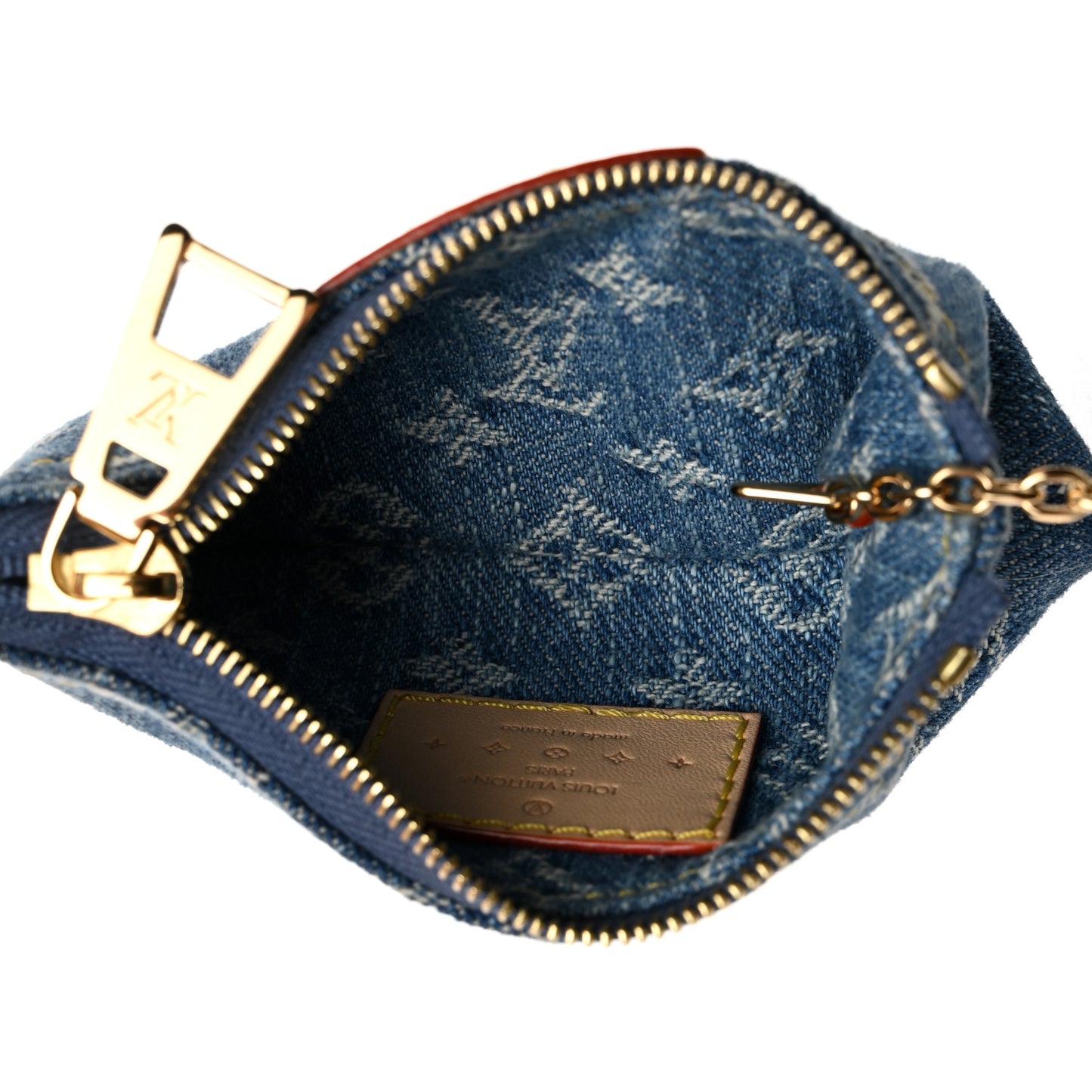 Monogram Denim Key Pouch Denim Blue