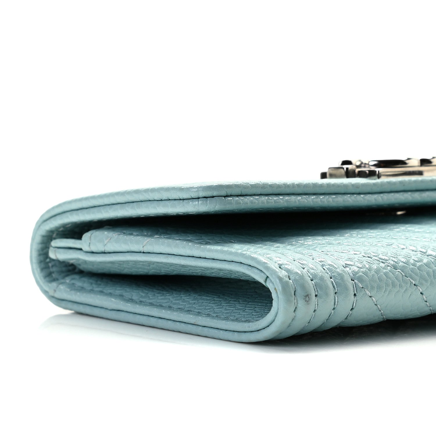 Chanel Caviar Chevron Quilted Boy Card Holder Light Blue 9 of 14