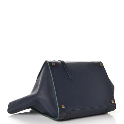 Celine Supple Calfskin Medium Phantom Luggage Navy Blue Green Trim 4 of 11