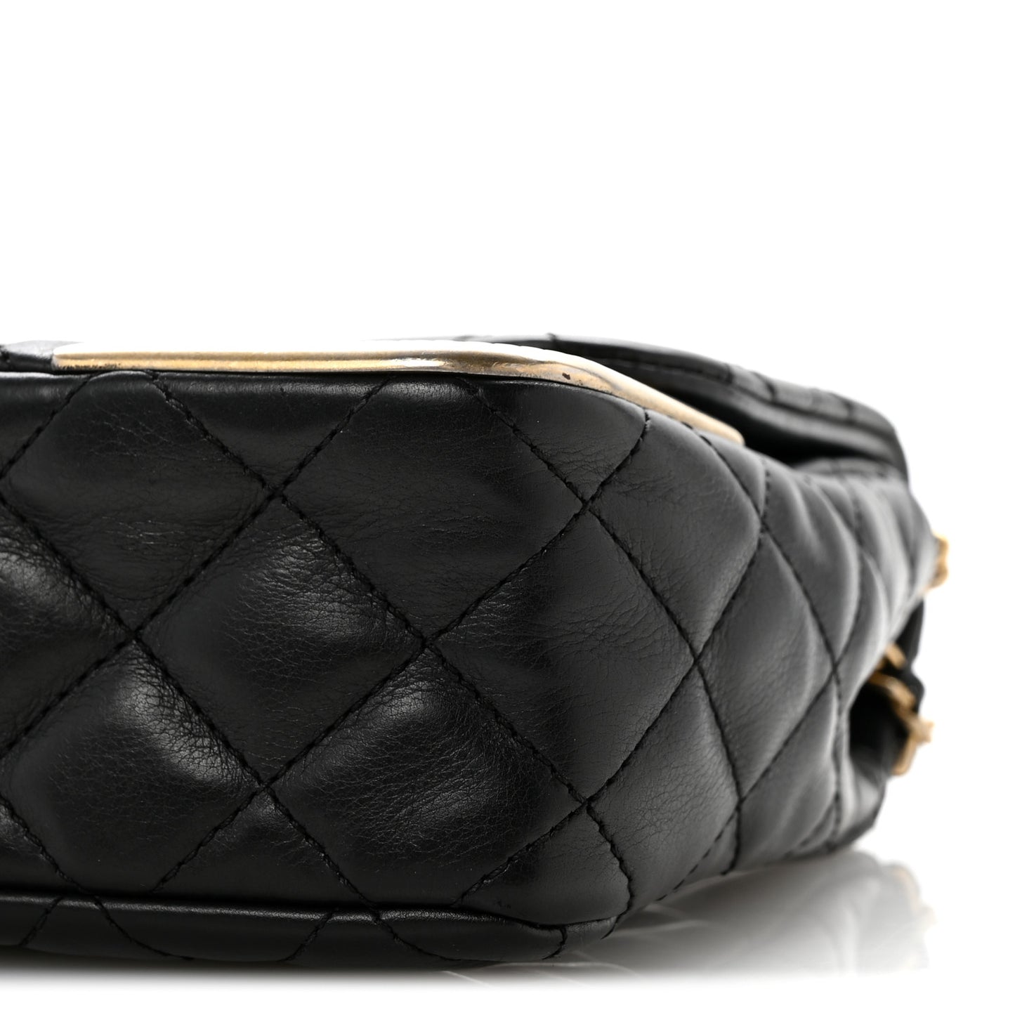 Calfskin Quilted Rock The Corner Flap Black