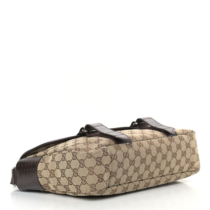Gucci Monogram Medium Double Buckle Flap Messenger Bag Beige Dark Brown 4 of 8