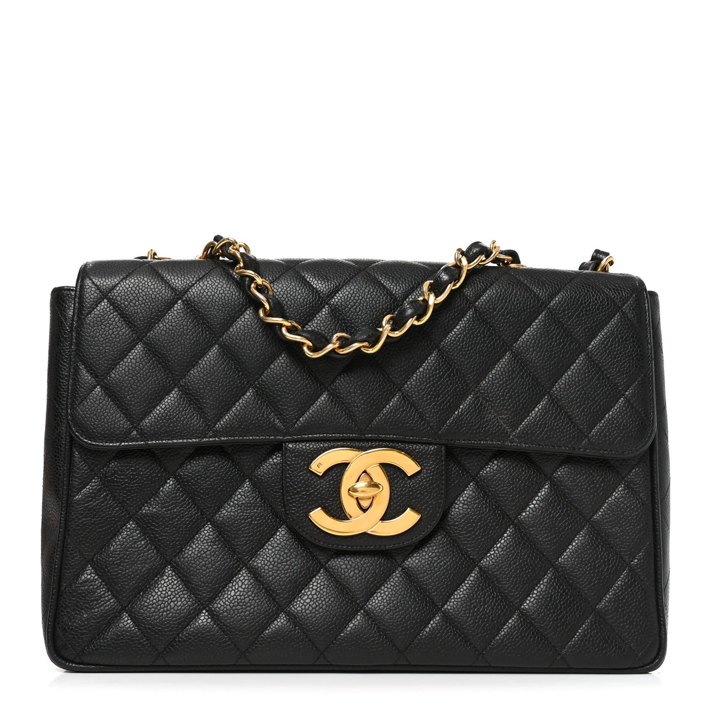 Caviar Quilted XL Jumbo Single Flap Black