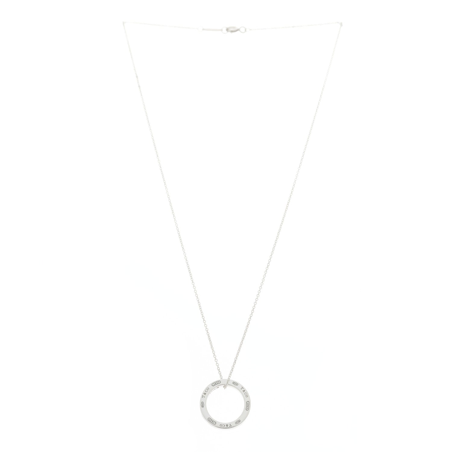 Tiffany Sterling Silver 1837 Circle Pendant Necklace 3 of 4