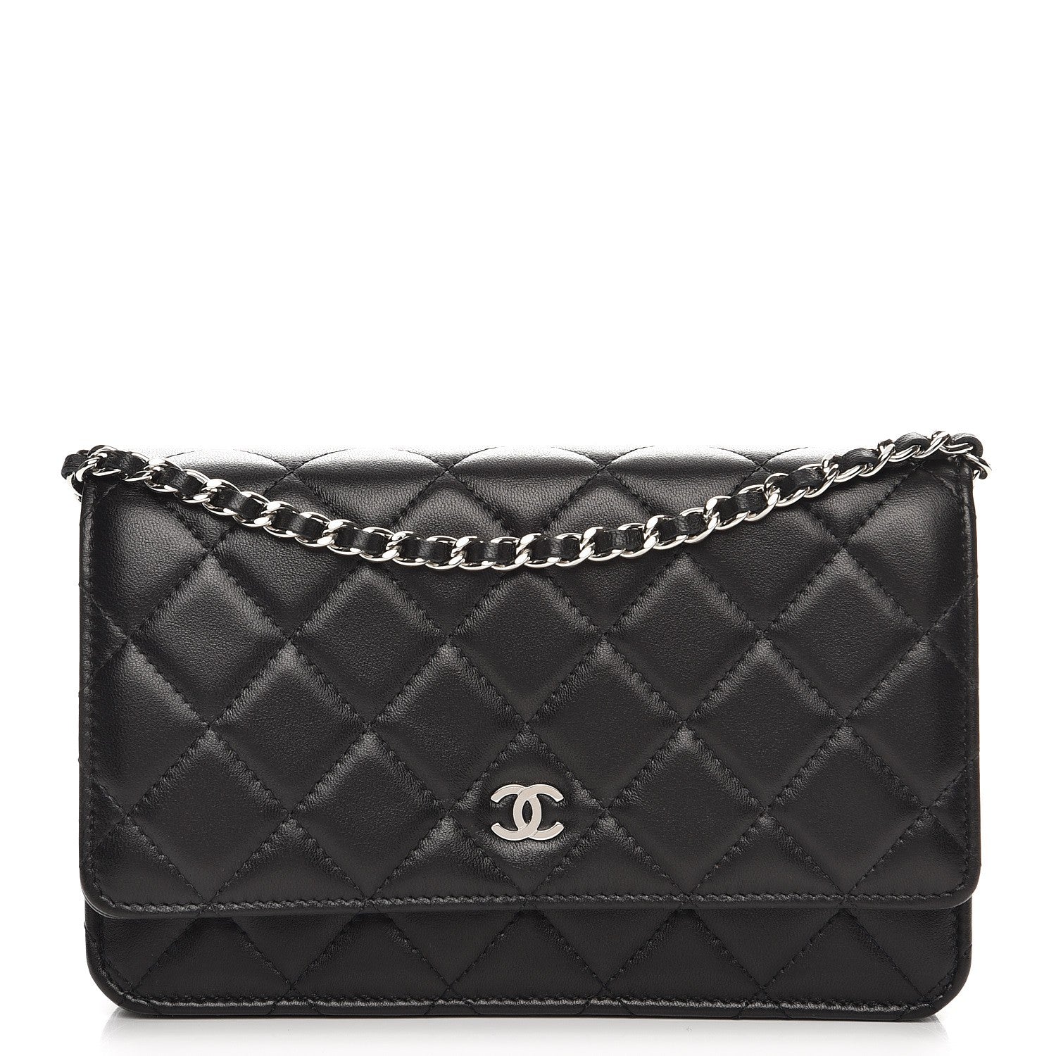 Chanel Lambskin Quilted Wallet On Chain WOC Black 1 of 9
