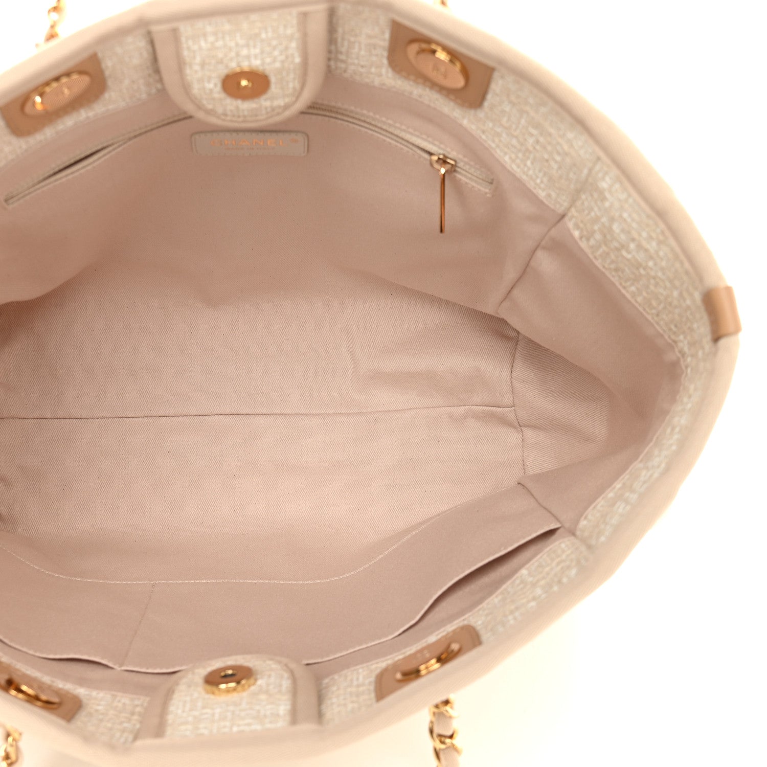 Chanel Lurex Boucle Small Deauville Tote Ivory 6 of 10