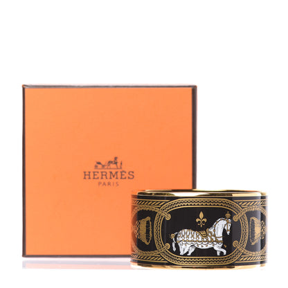 Hermes Enamel Printed Grand Apparat Extra Wide Bracelet 65 Black 7 of 7