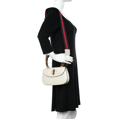 Gucci Boarded Dyana Lux Calfskin Web Small Bamboo 1947 Top Handle Bag Mystic White 2 of 12