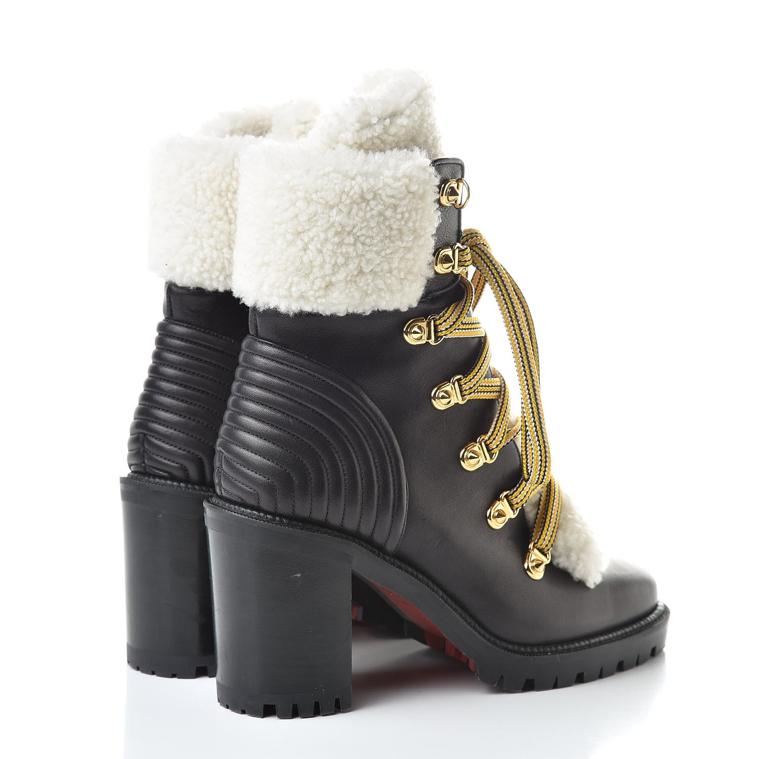 Christian Louboutin Calfskin Shearling Yetita 70 Hiker Booties 36.5 Black 4 of 6