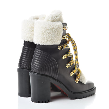 Christian Louboutin Calfskin Shearling Yetita 70 Hiker Booties 36.5 Black 4 of 6