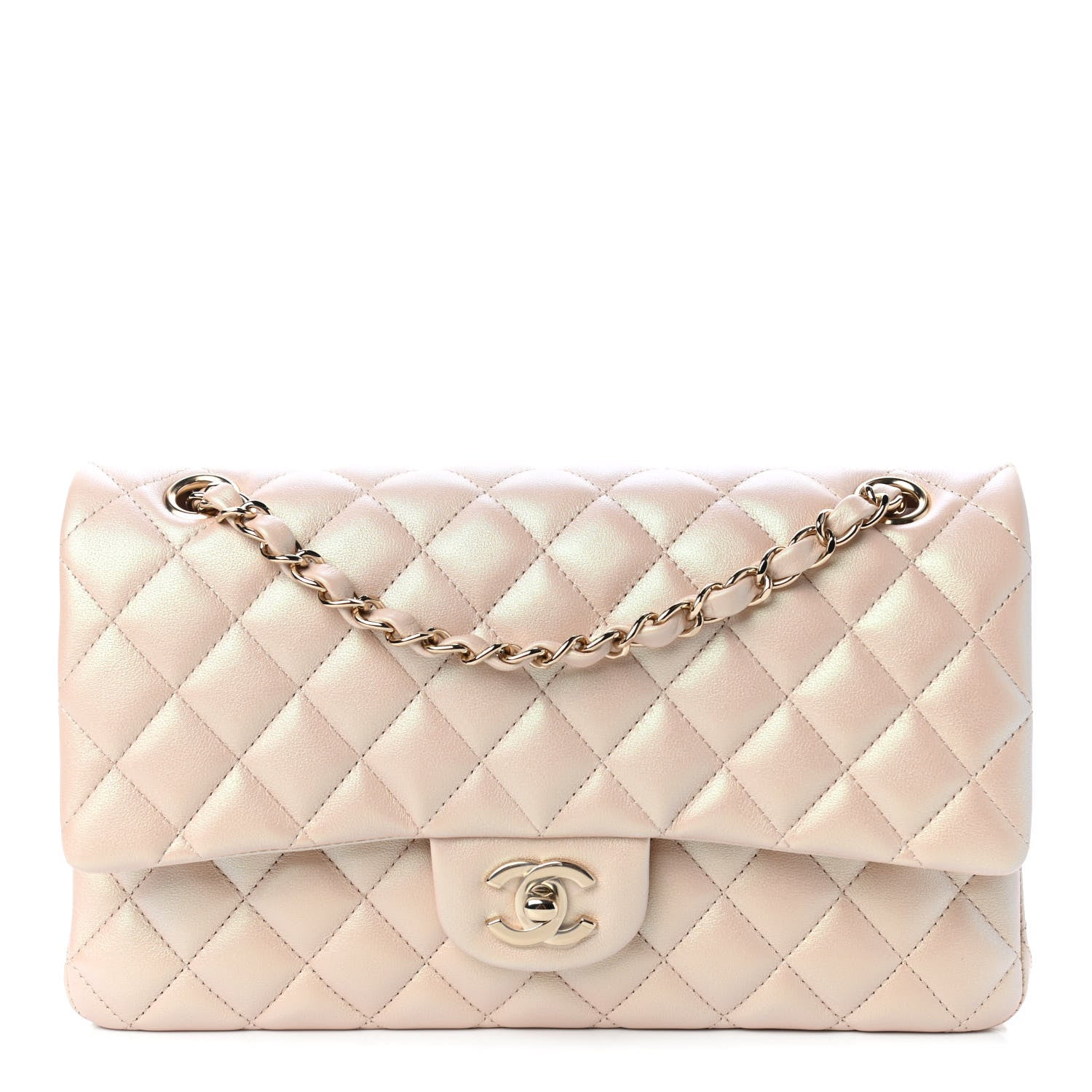 Chanel Iridescent Calfskin Quilted Medium Double Flap Beige 1 of 4