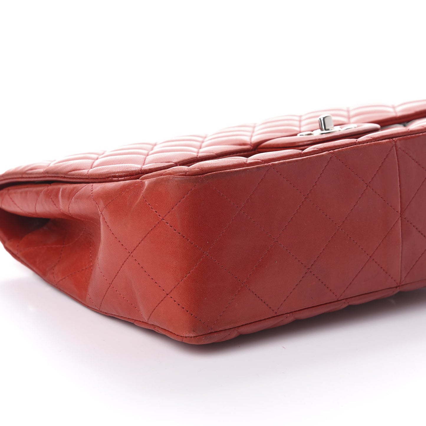 Lambskin Quilted Jumbo Single Flap Red