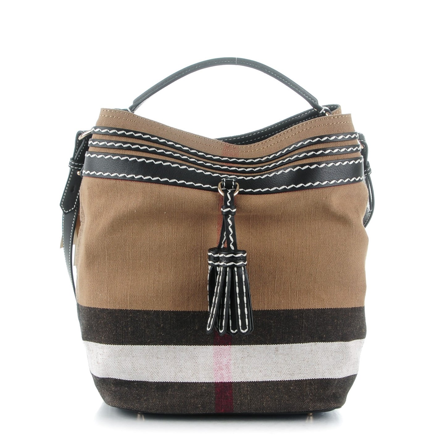 Canvas Mega Check Medium Ashby Tassel Hobo Black