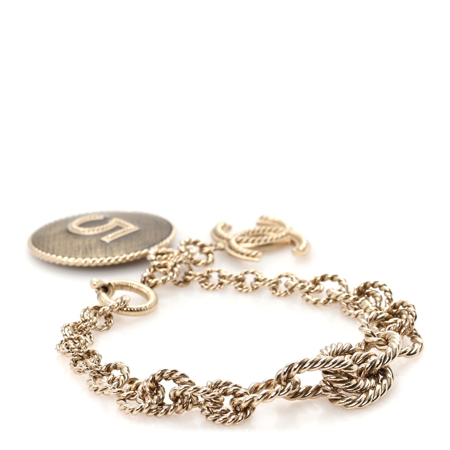 Chanel CC N°5 Medallion Bracelet Golden Green 3 of 5