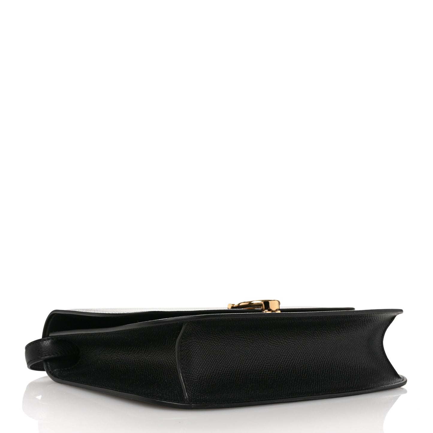 Hammered Calfskin Round Gancini Crossbody Bag Black