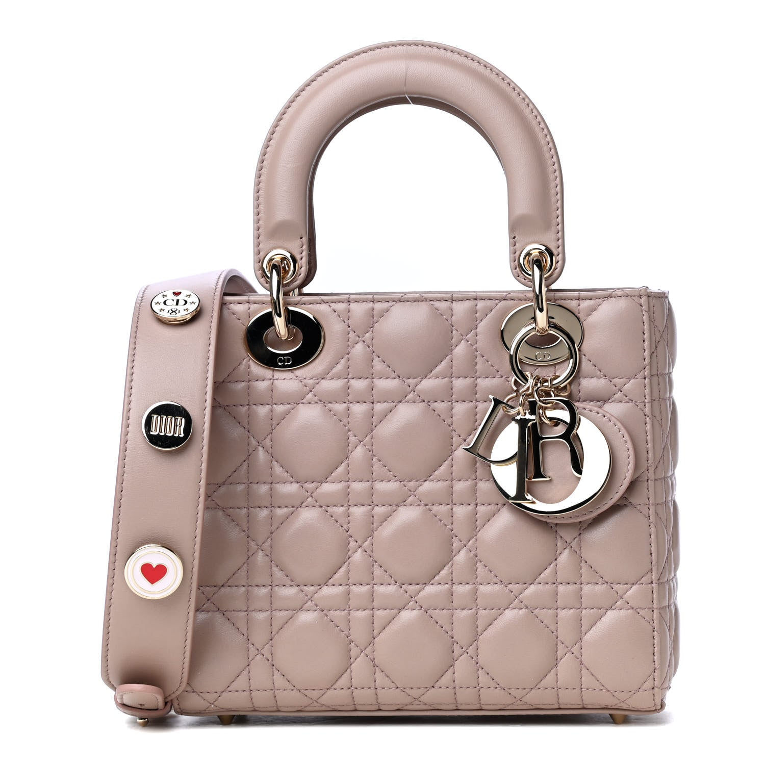 Christian Dior Lambskin Cannage Small Lucky Badges My Lady Dior Taupe 1 of 16