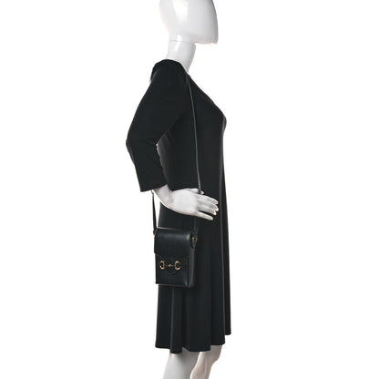 Gucci Boarded Plutone Calfskin Mini Horsebit 1955 Crossbody Bag Black 2 of 16