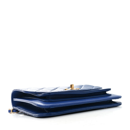 Chanel Calfskin Caviar Quilted Chain Handle Flap Blue 4 of 9