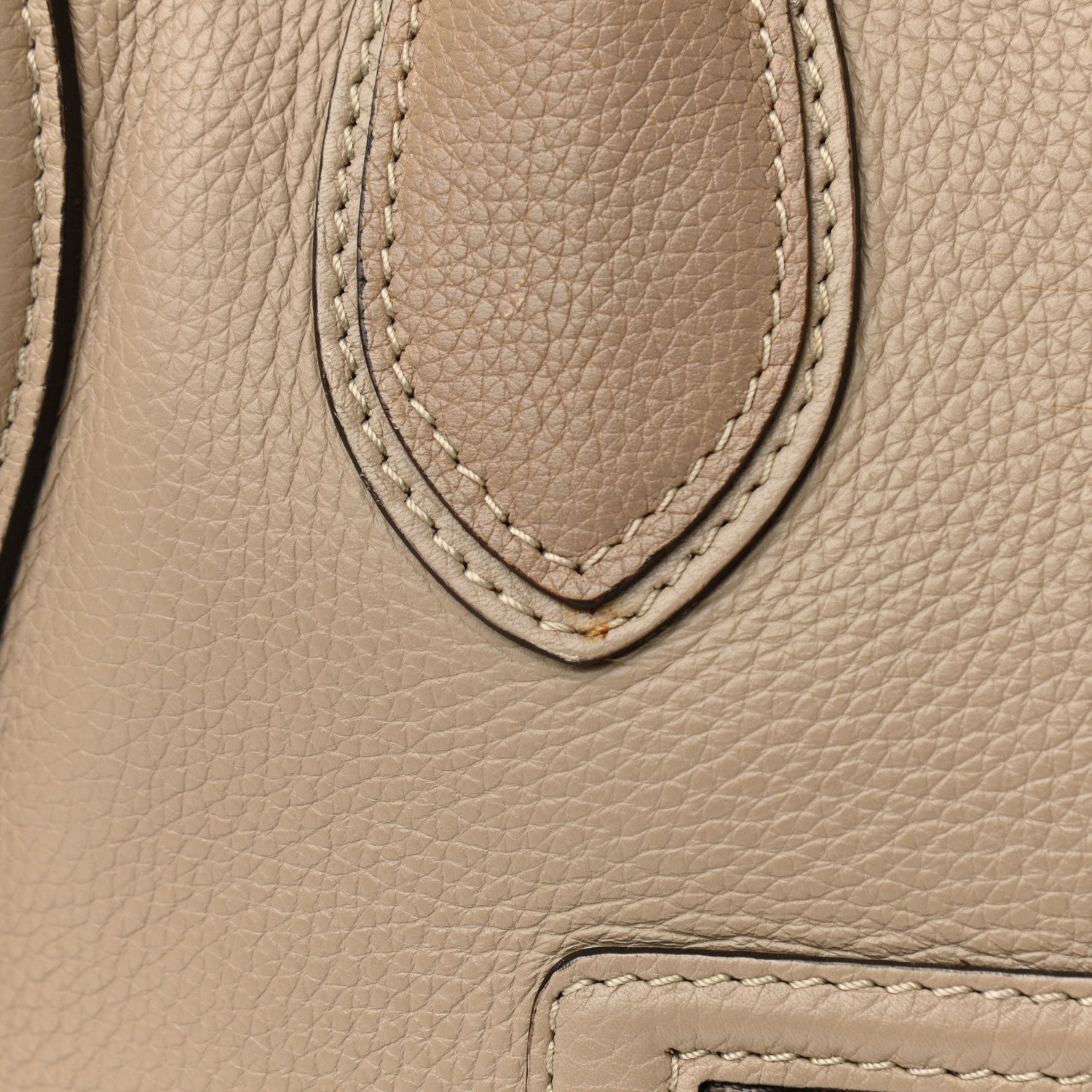 Celine Drummed Calfskin Shoulder Luggage Dune 17 of 17