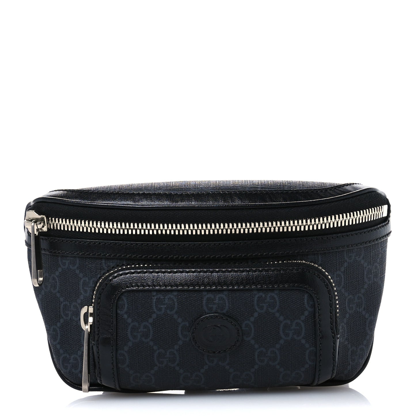 GG Supreme Monogram Textured Calfskin Retro Interlocking G Belt Bag Black