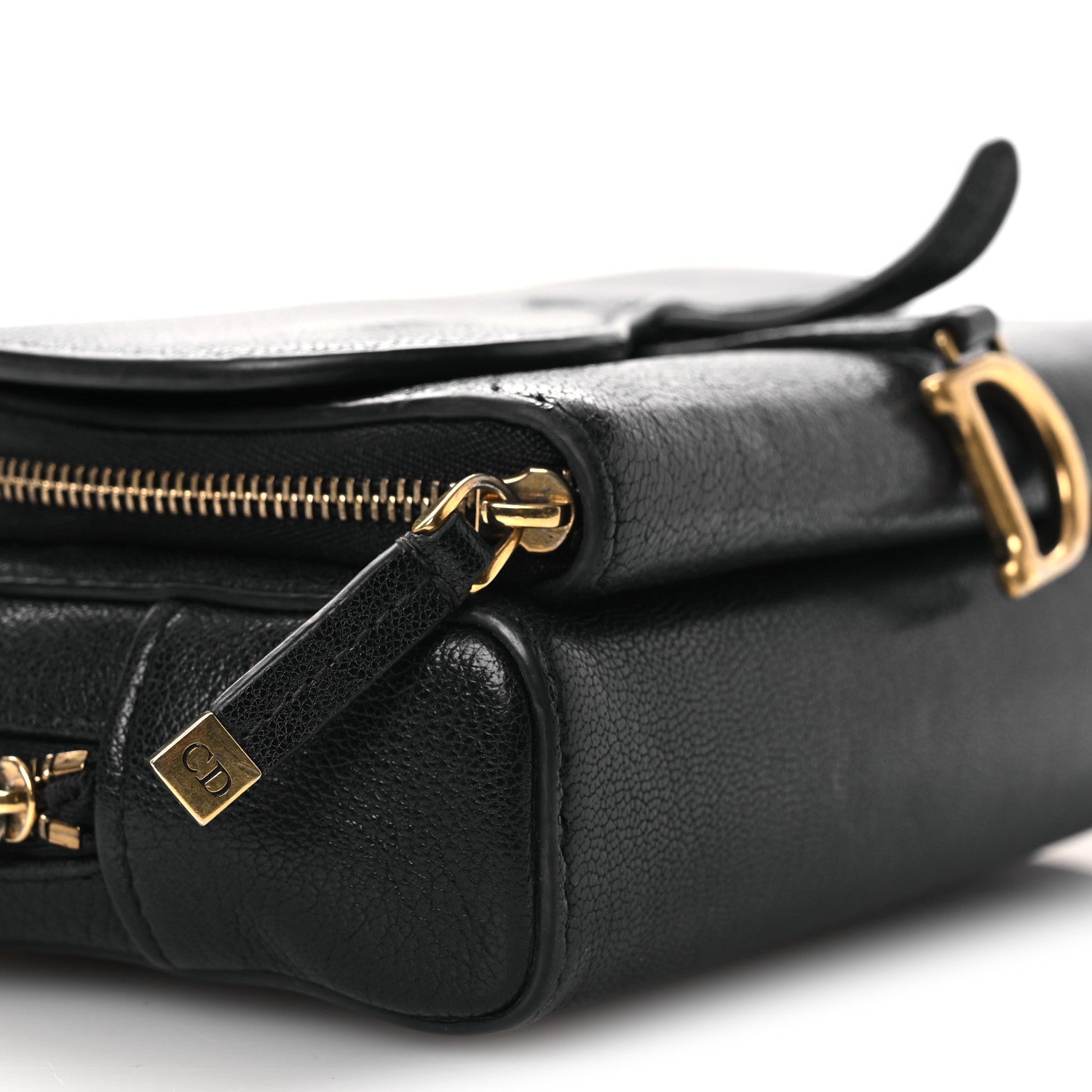 Christian Dior Goatskin Double Saddle Pouch Black 9 of 12