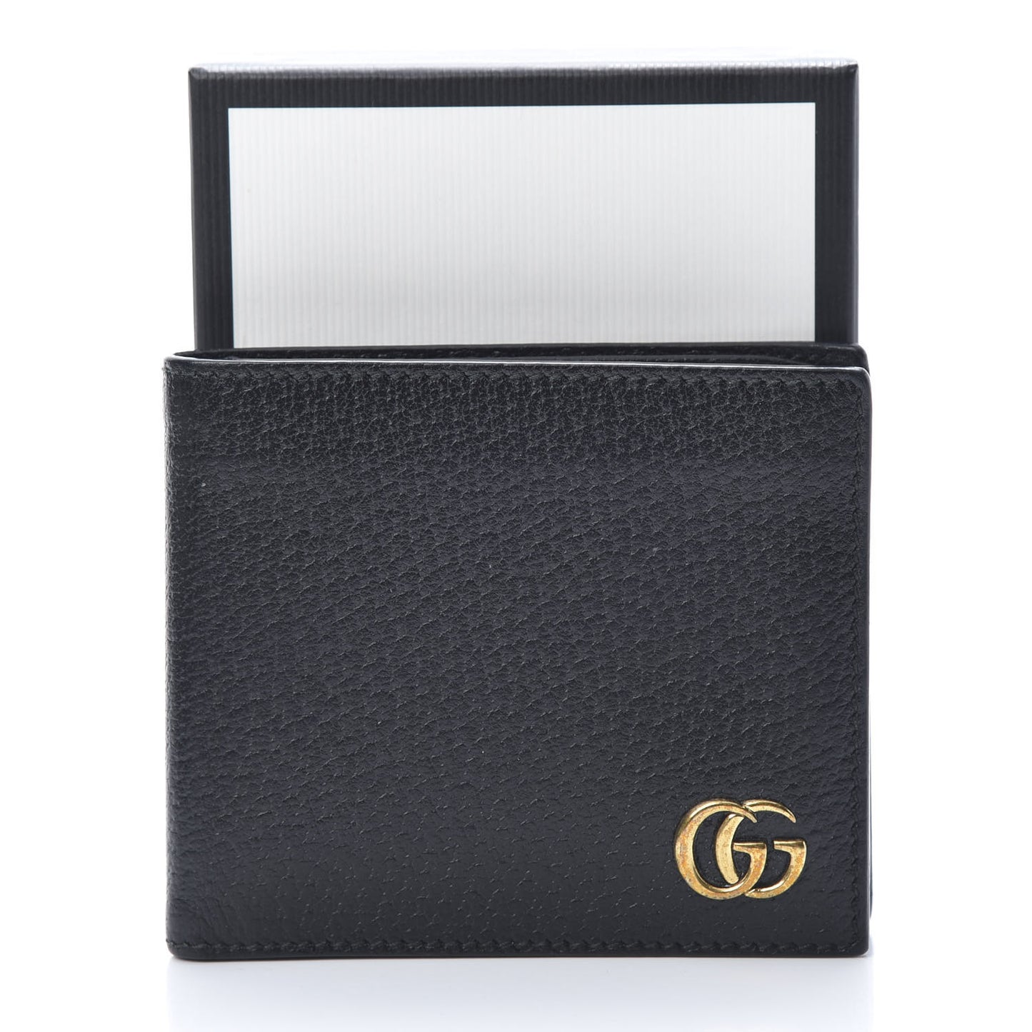 Calfskin Boar Effect GG Marmont Bi-Fold Wallet Black