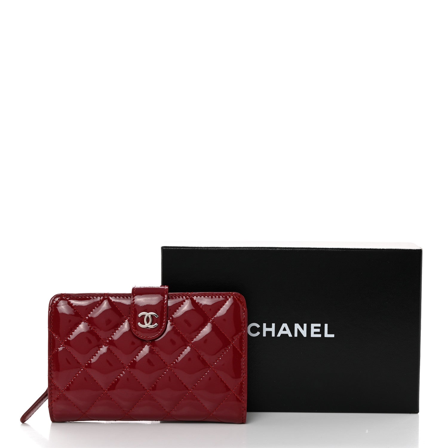Chanel Patent CC French Wallet Red 9 of 9