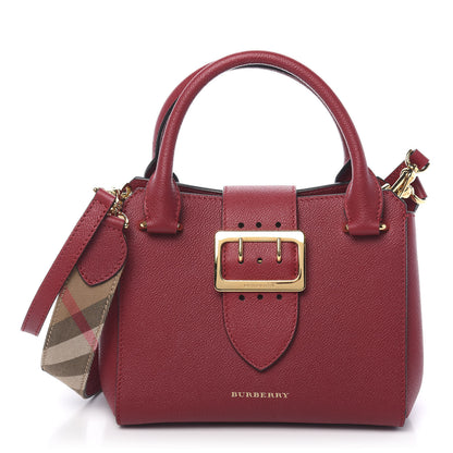 Burberry Soft Grain Calfskin Small Buckle Tote Parade Red 1 of 10