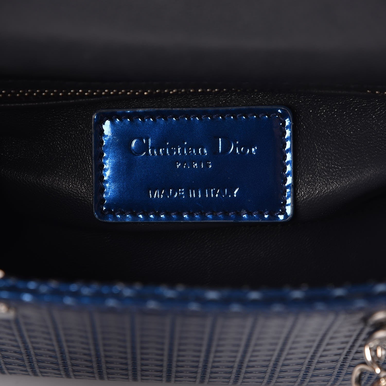 Christian Dior Metallic Patent Micro-Cannage Mini Lady Dior Blue 6 of 8