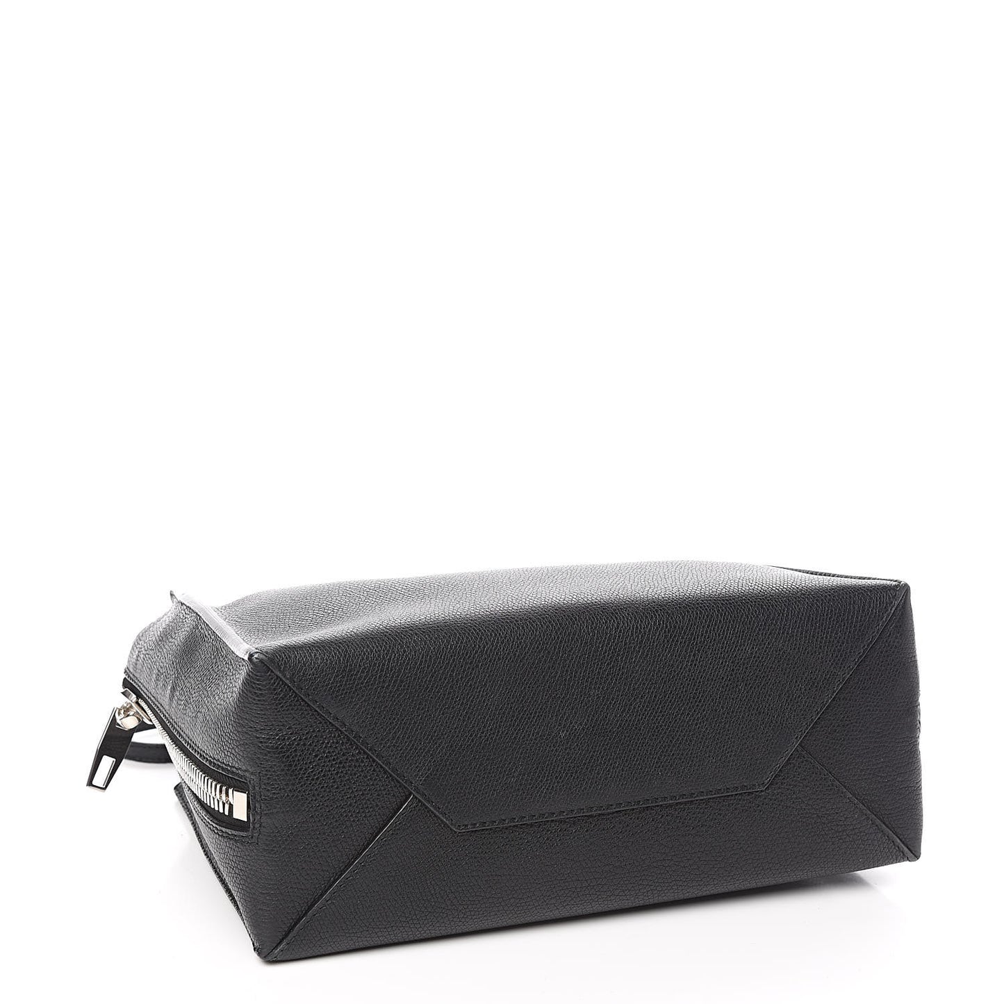 Grained Calfskin Plate Hardware Papier A6 Zip Around Tote Black