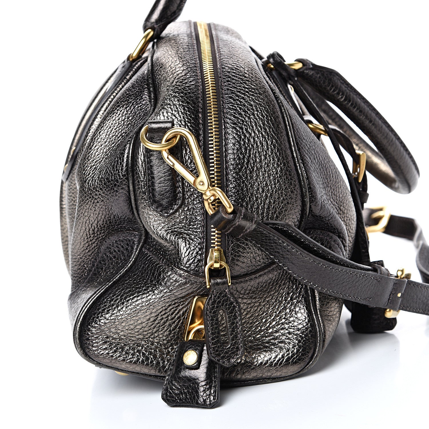 Prada Metallic Vitello Daino Shoulder Bag Piombo 14 of 14