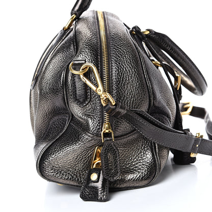 Prada Metallic Vitello Daino Shoulder Bag Piombo 14 of 14