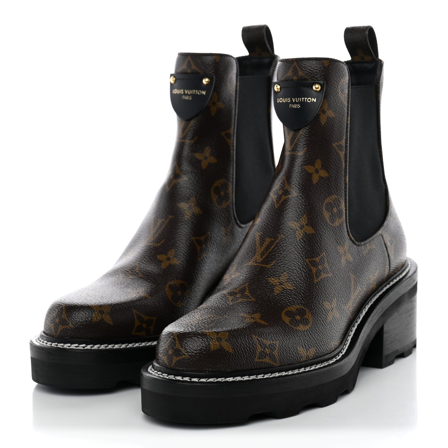 Patent Monogram LV Beaubourg Ankle Boots 38.5 Black