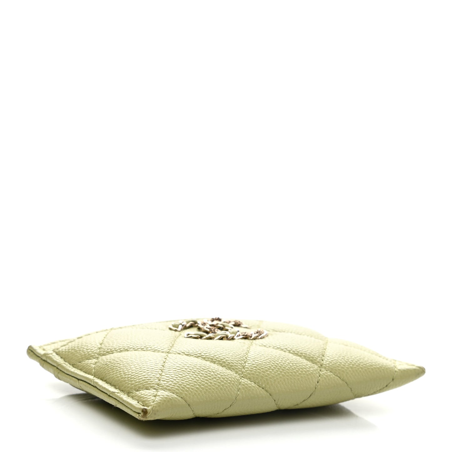 Caviar Quilted French New Wave Card Holder Light Green
