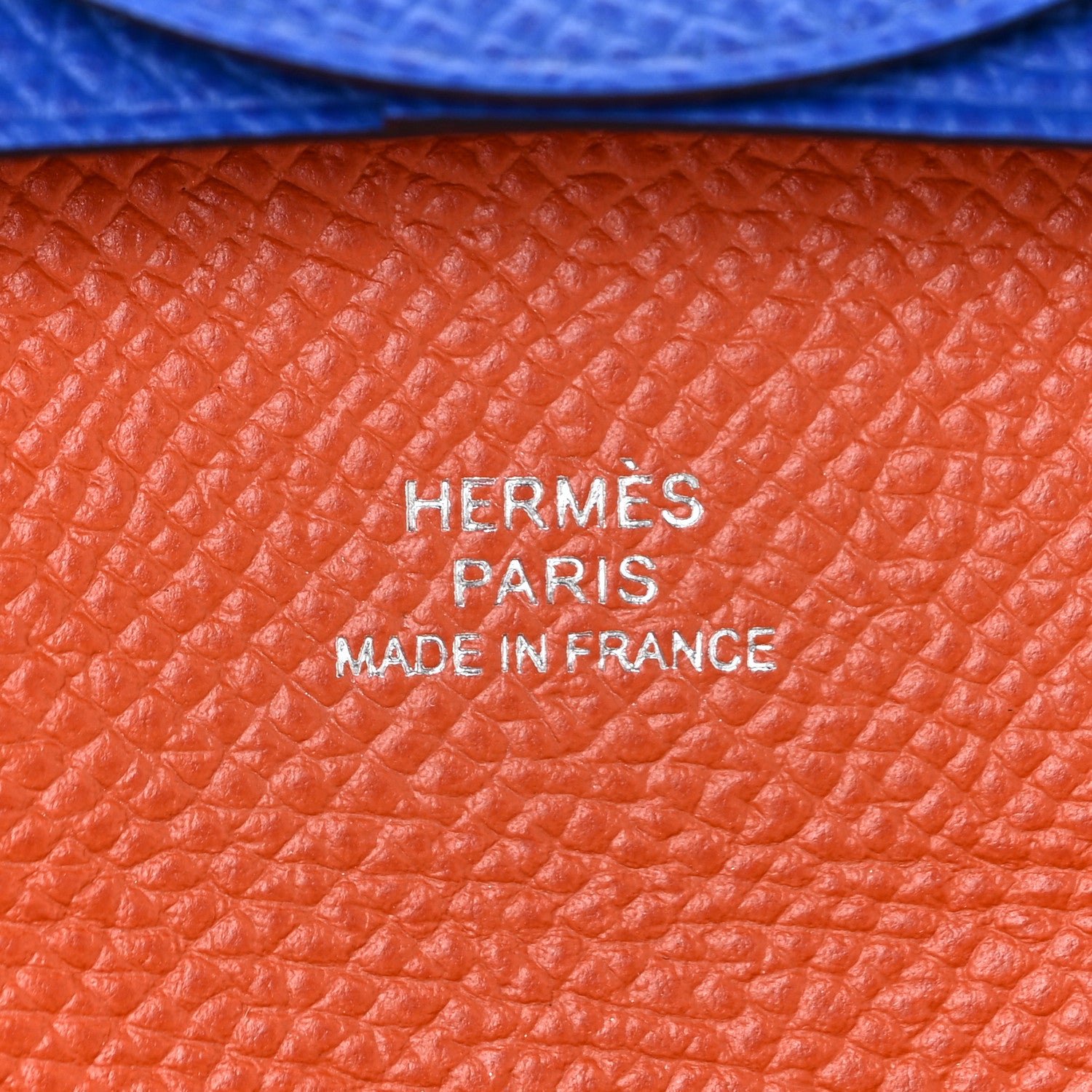 Hermes Epsom Bastia Verso Coin Purse Bleu France Orange 6 of 10