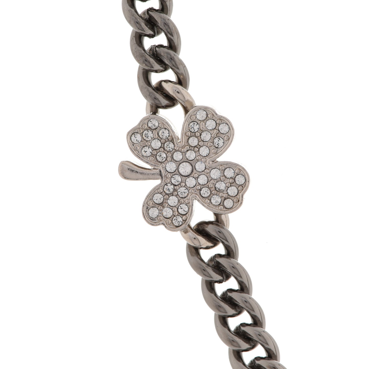 Ruthenium Crystal Chain CC Lucky Charms Choker Silver