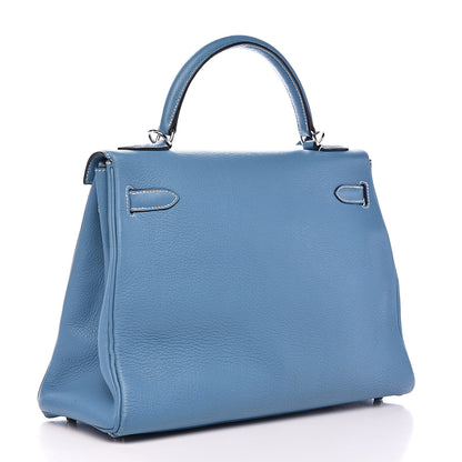 Hermes Togo Kelly Retourne 32 Blue Jean 3 of 38