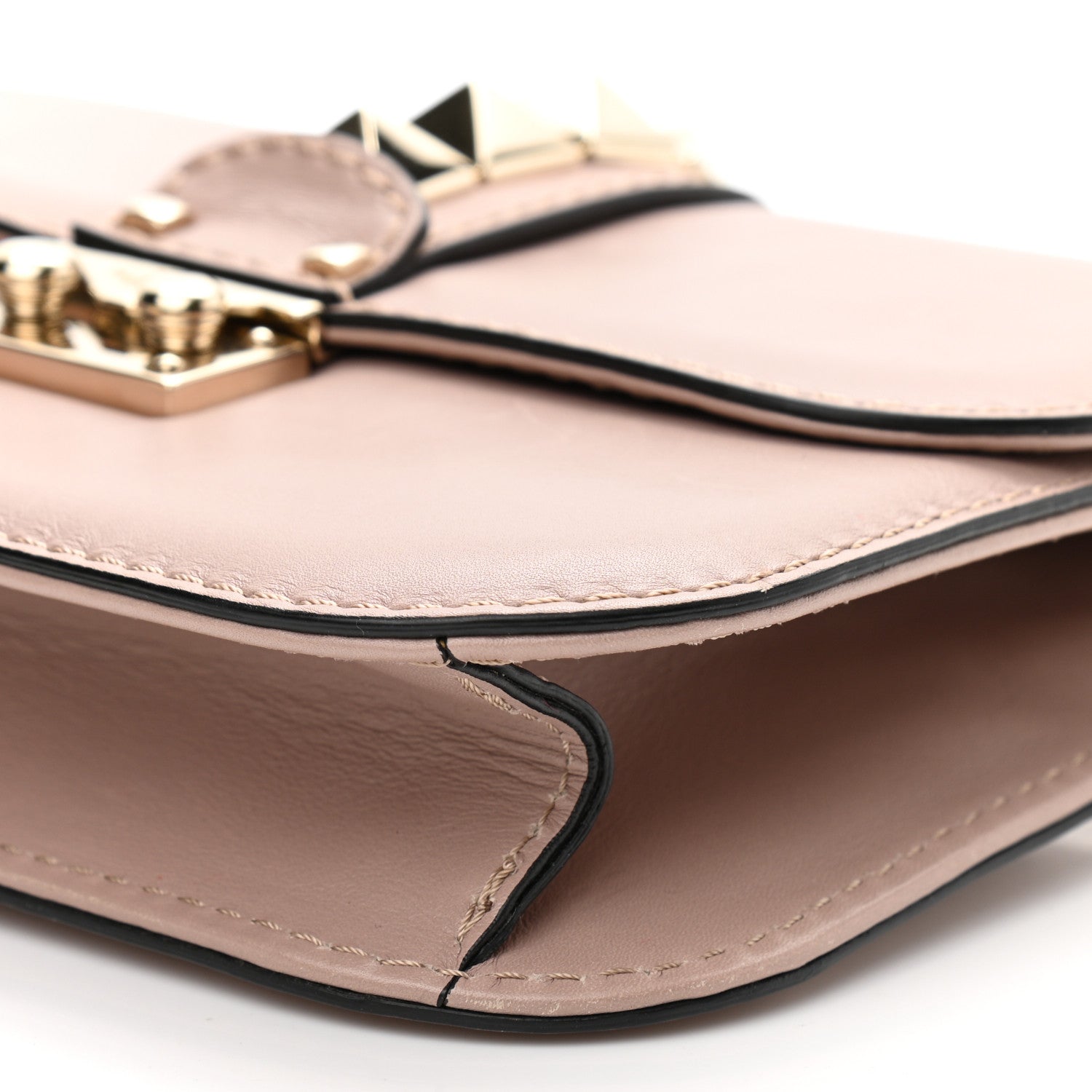 Valentino Garavani Vitello Small Glam Lock Rockstud Flap Poudre 9 of 12