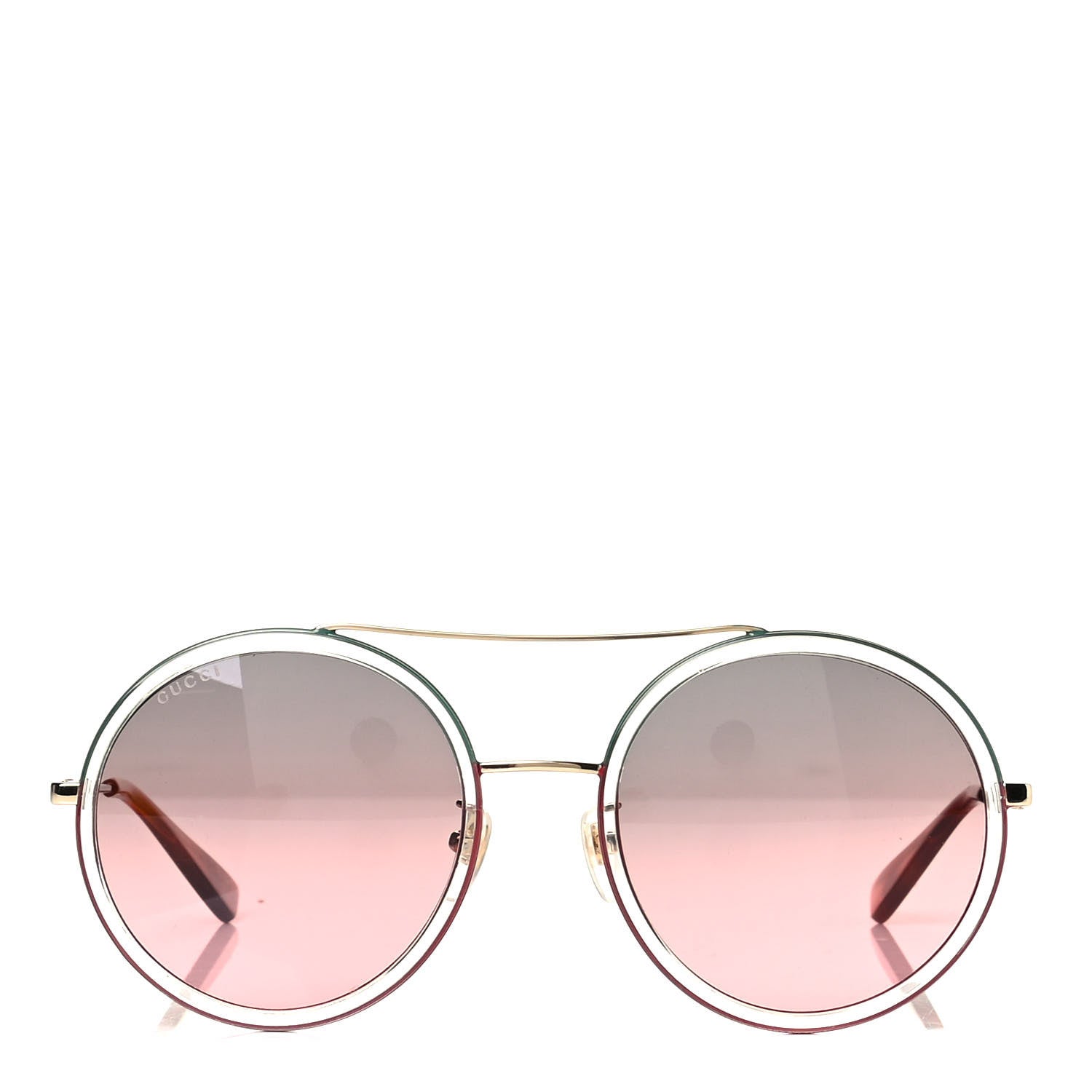 Gucci Round Sunglasses GG0061S Gold Green Red 2 of 4