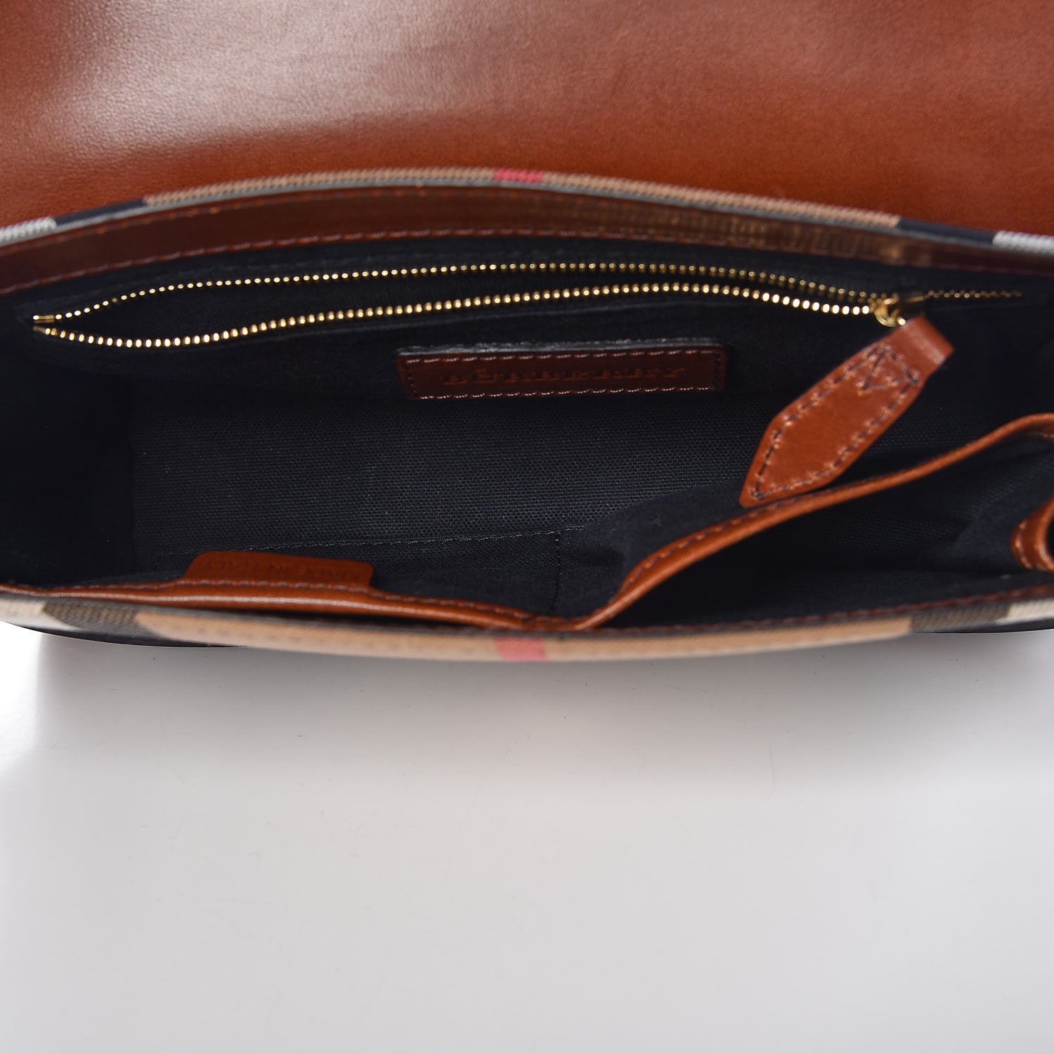 Burberry House Check Bridle Calfskin Small Abbott Crossbody Bag Tan 5 of 13