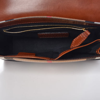Burberry House Check Bridle Calfskin Small Abbott Crossbody Bag Tan 5 of 13