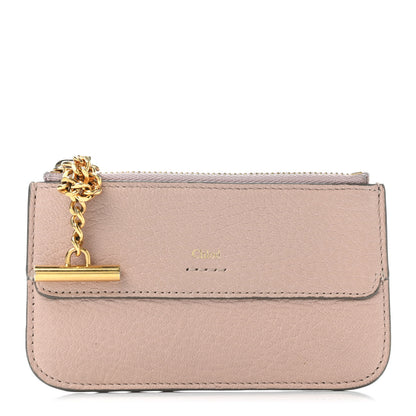 Chloe Grained Calfskin Drew Card Holder Cement Pink 1 of 4