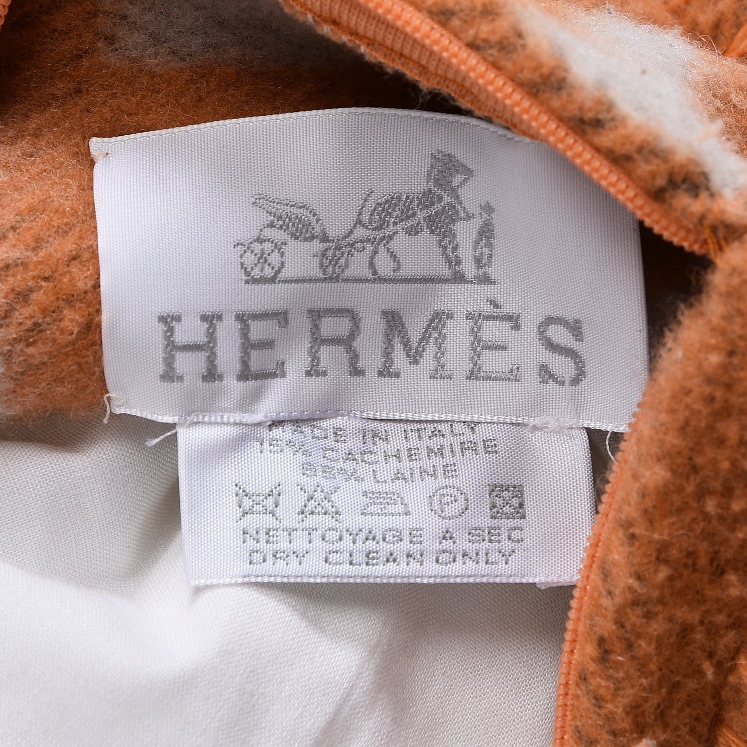 Hermes Wool Cashmere Avalon Pillow GM Ecru Potiron 5 of 5