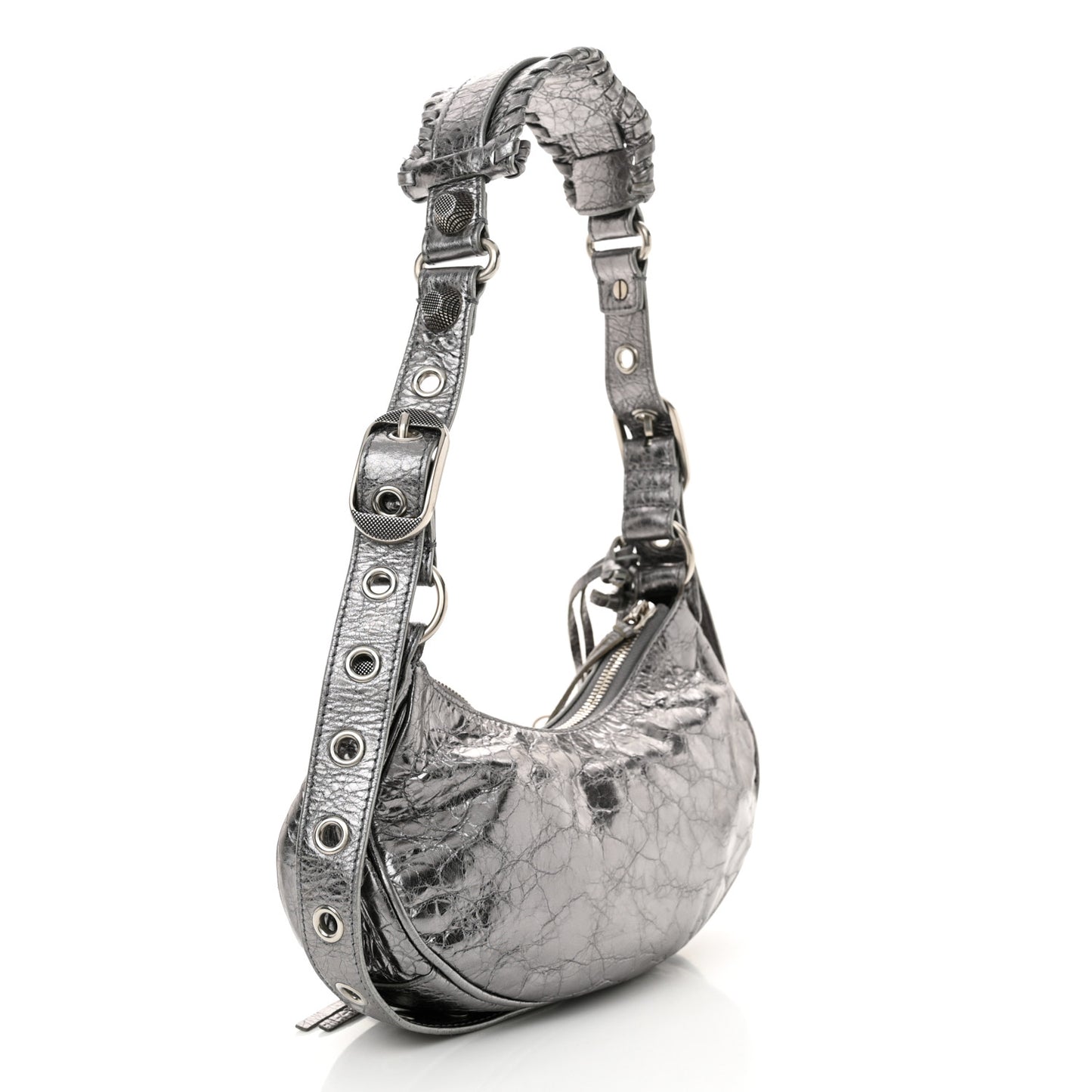 Metallic Agneau Arena Le Cagole Shoulder Bag XS Silver