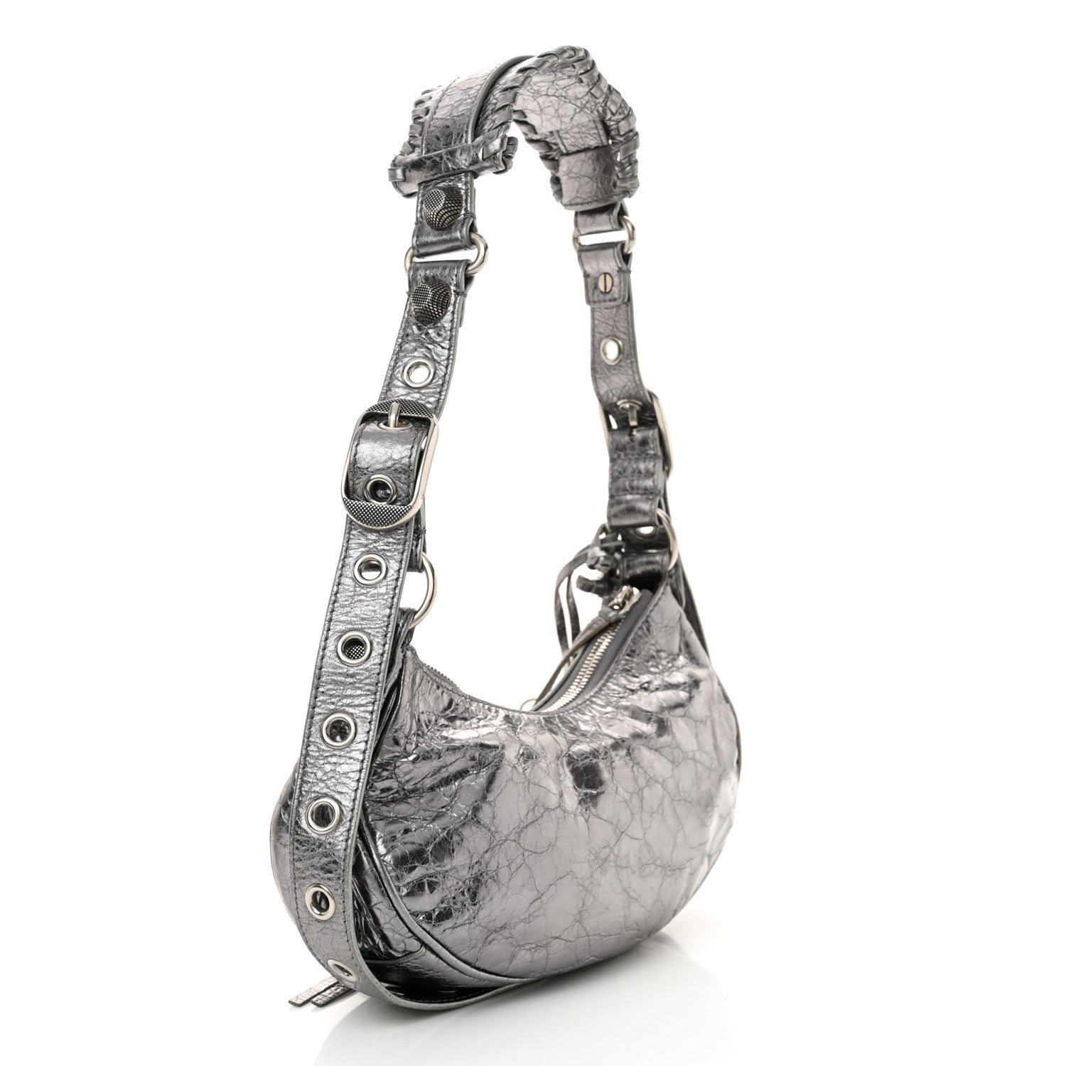 Balenciaga Metallic Agneau Arena Le Cagole Shoulder Bag XS Silver 4 of 13