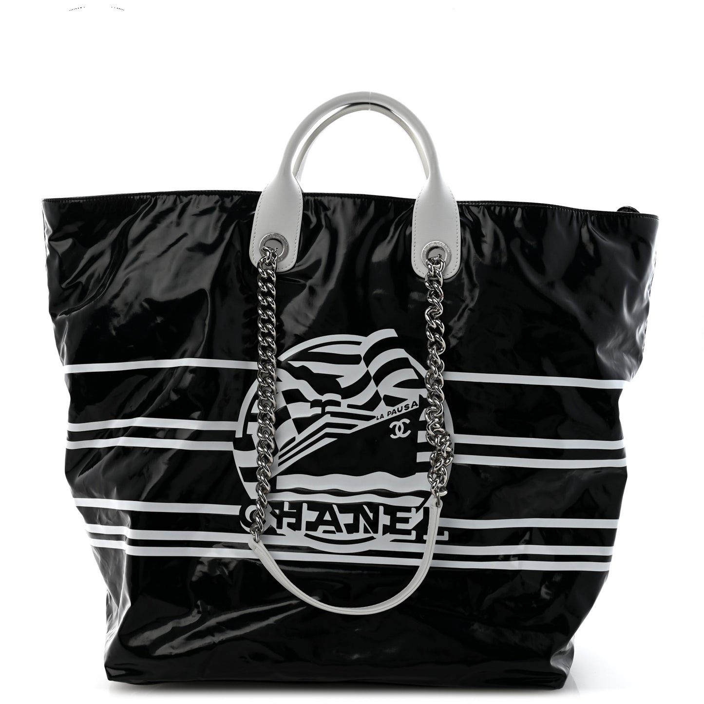 Vinyl Large La Pausa Bay Shopping Bag Black