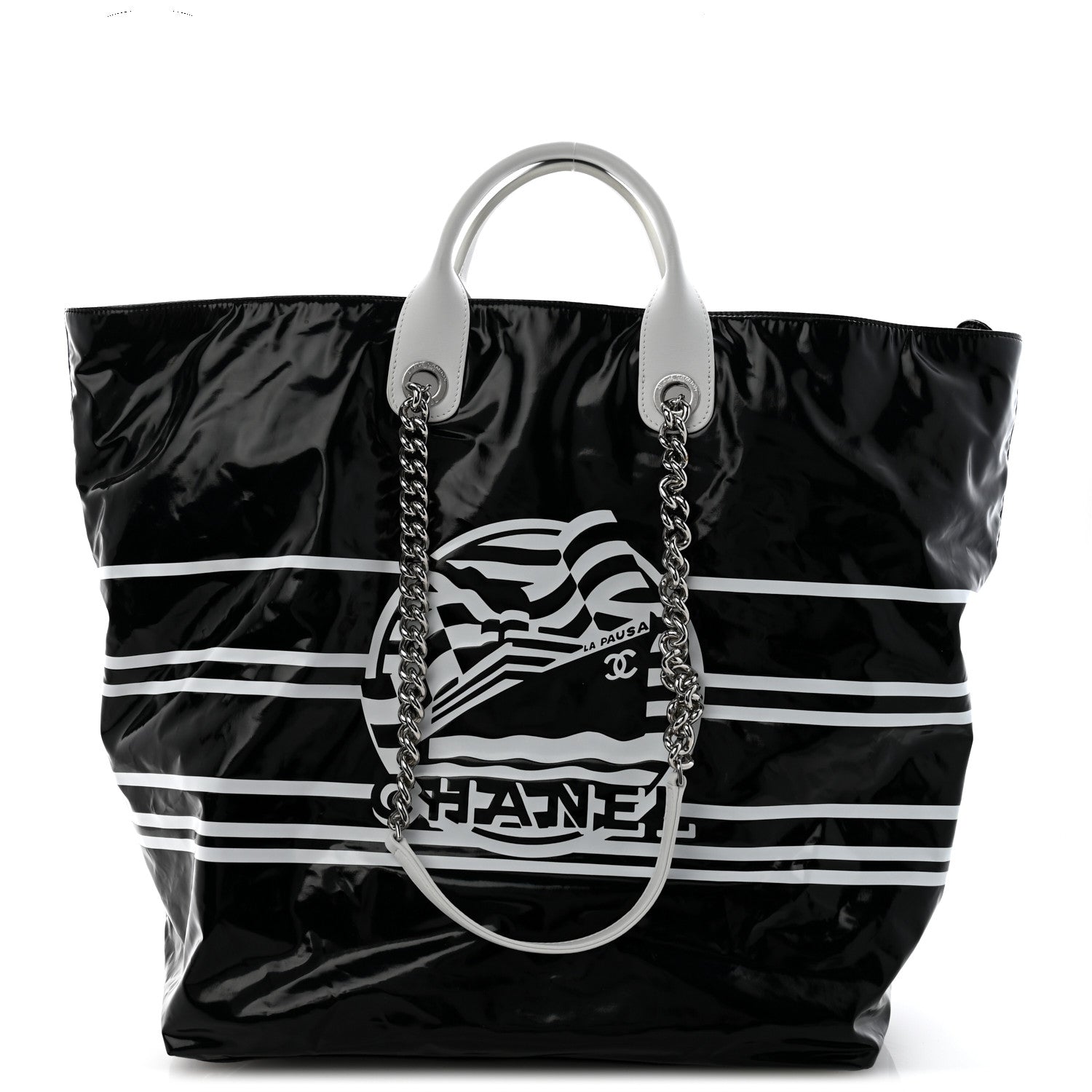 Chanel Vinyl Large La Pausa Bay Shopping Bag Black 1 of 12