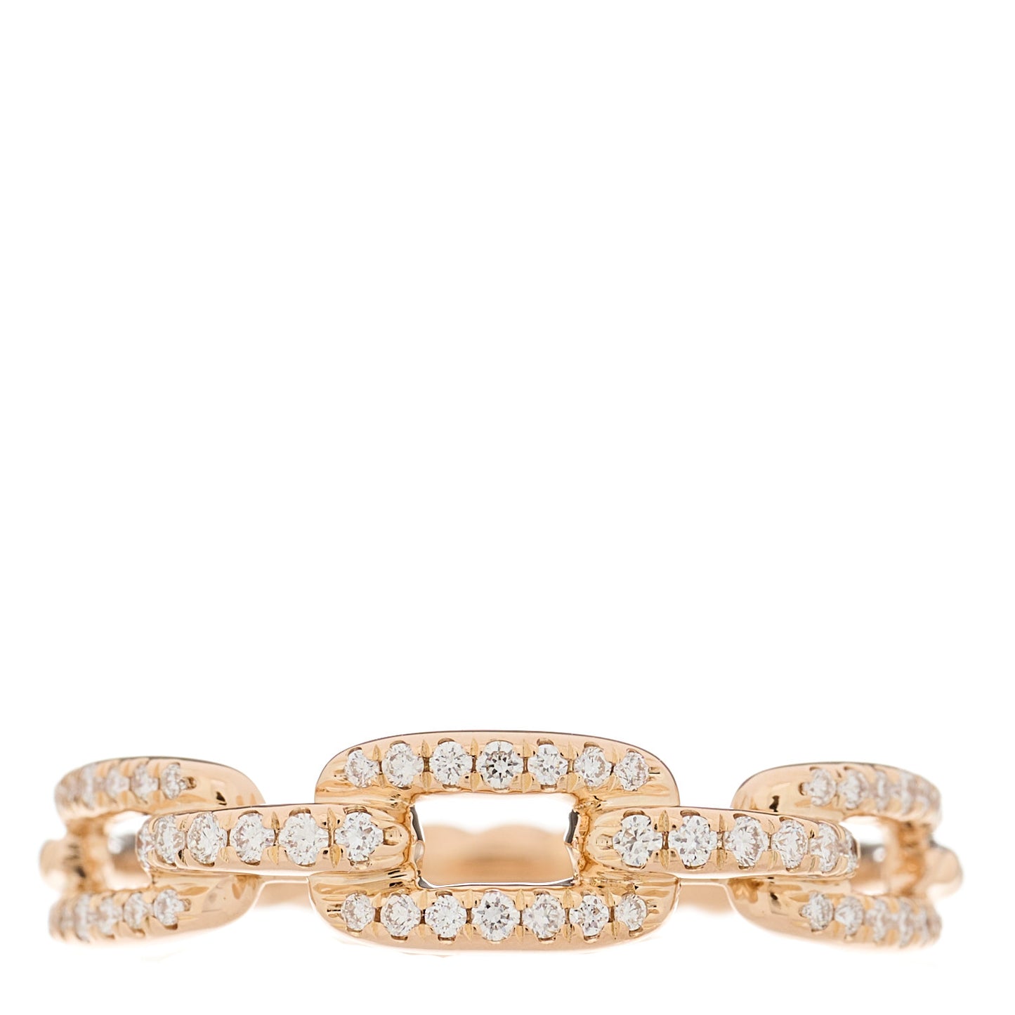 18K Rose Gold Diamond 4.5mm Stax Single Row Chain Link Ring 52 6