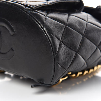 Chanel Lambskin Quilted Drawstring Backpack Black 10 of 11